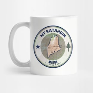 Maine Mountain Map - Mt Katahdin (Green) Mug